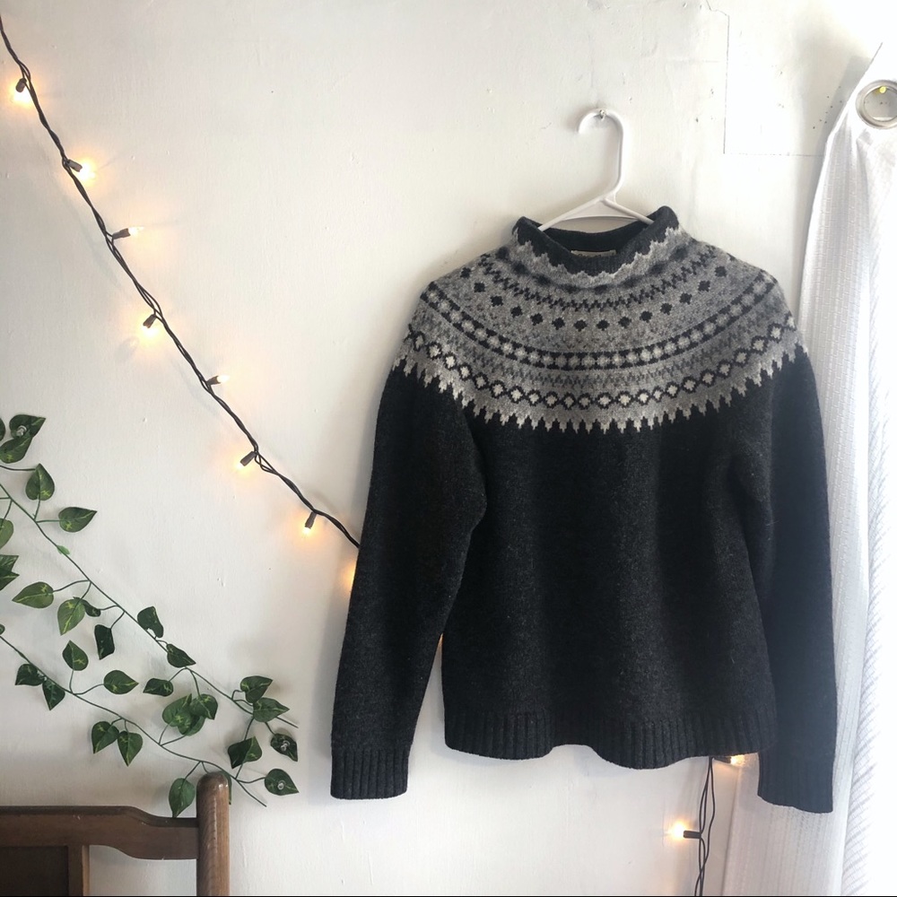 Vintage Eddie Bauer Fair Isles Mock-Neck Sweater